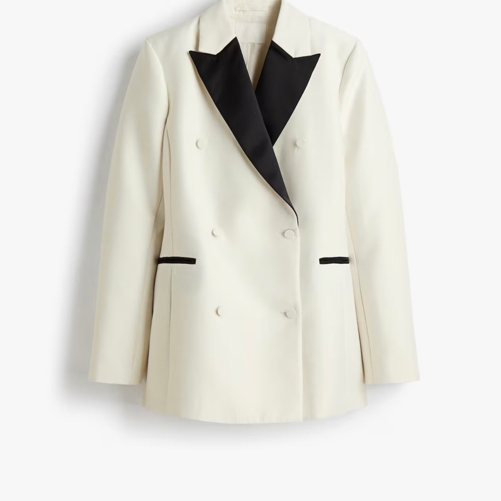 H&M Double Breasted Cream and Black Blazer NWT Sz XS